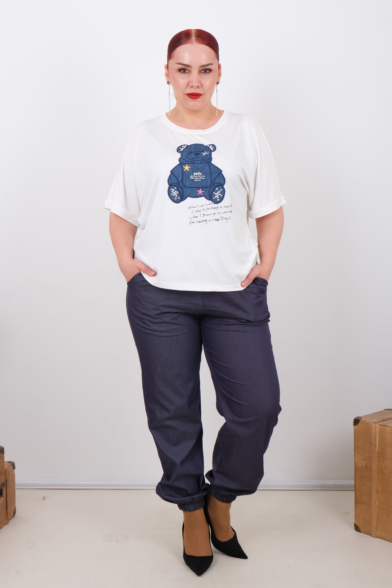 Dámský motivační komplet – tričko s medvídkem + kalhoty