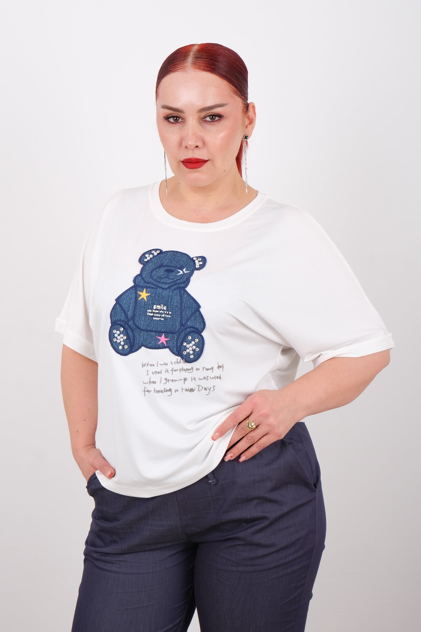 Dámský motivační komplet – tričko s medvídkem + kalhoty