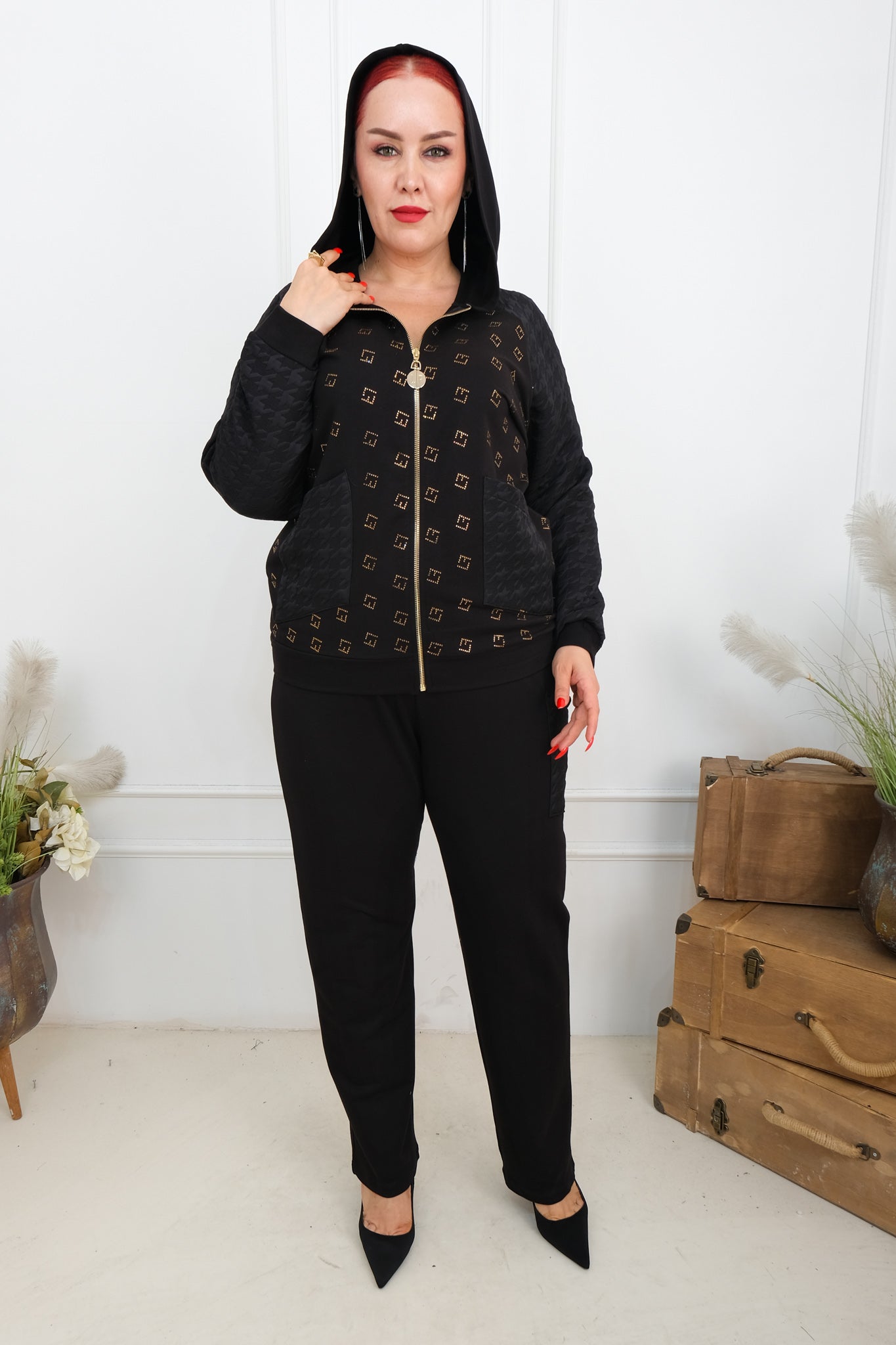 Dámský elegantní dvoudílný komplet LF s kamínky