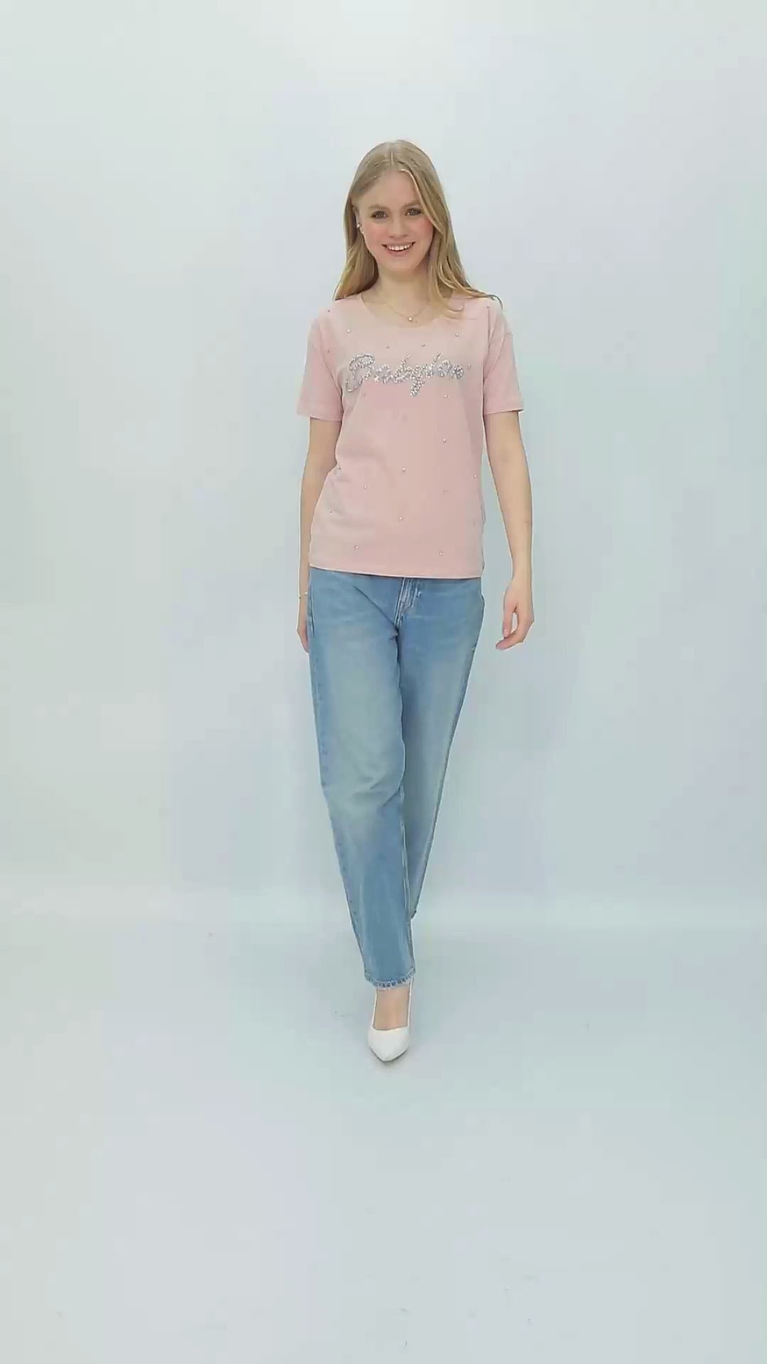 Dámské tričko s kamínky BABYLON Luxury - stříbrné a duhové