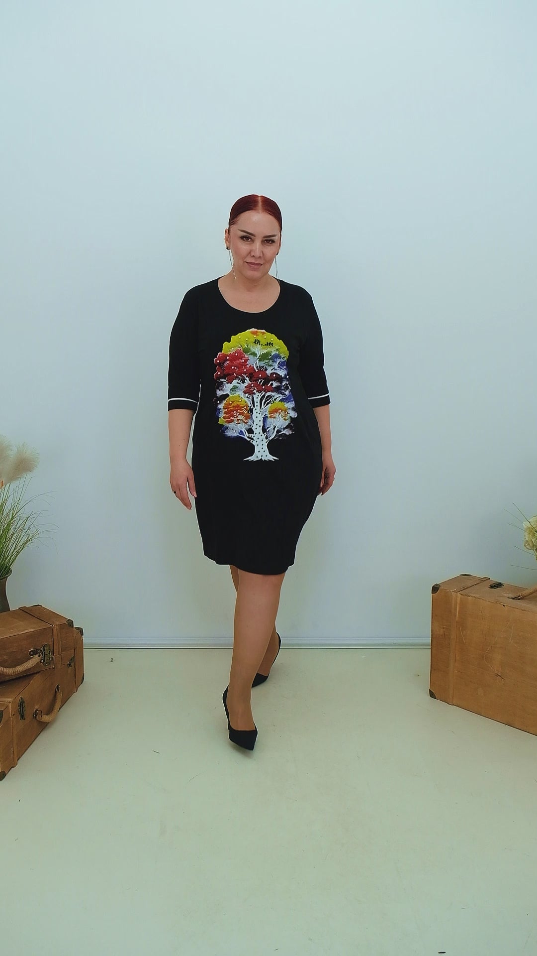 "STROM ŽIVOTA" - Luxusní tunikové šaty s třpytivou aplikací