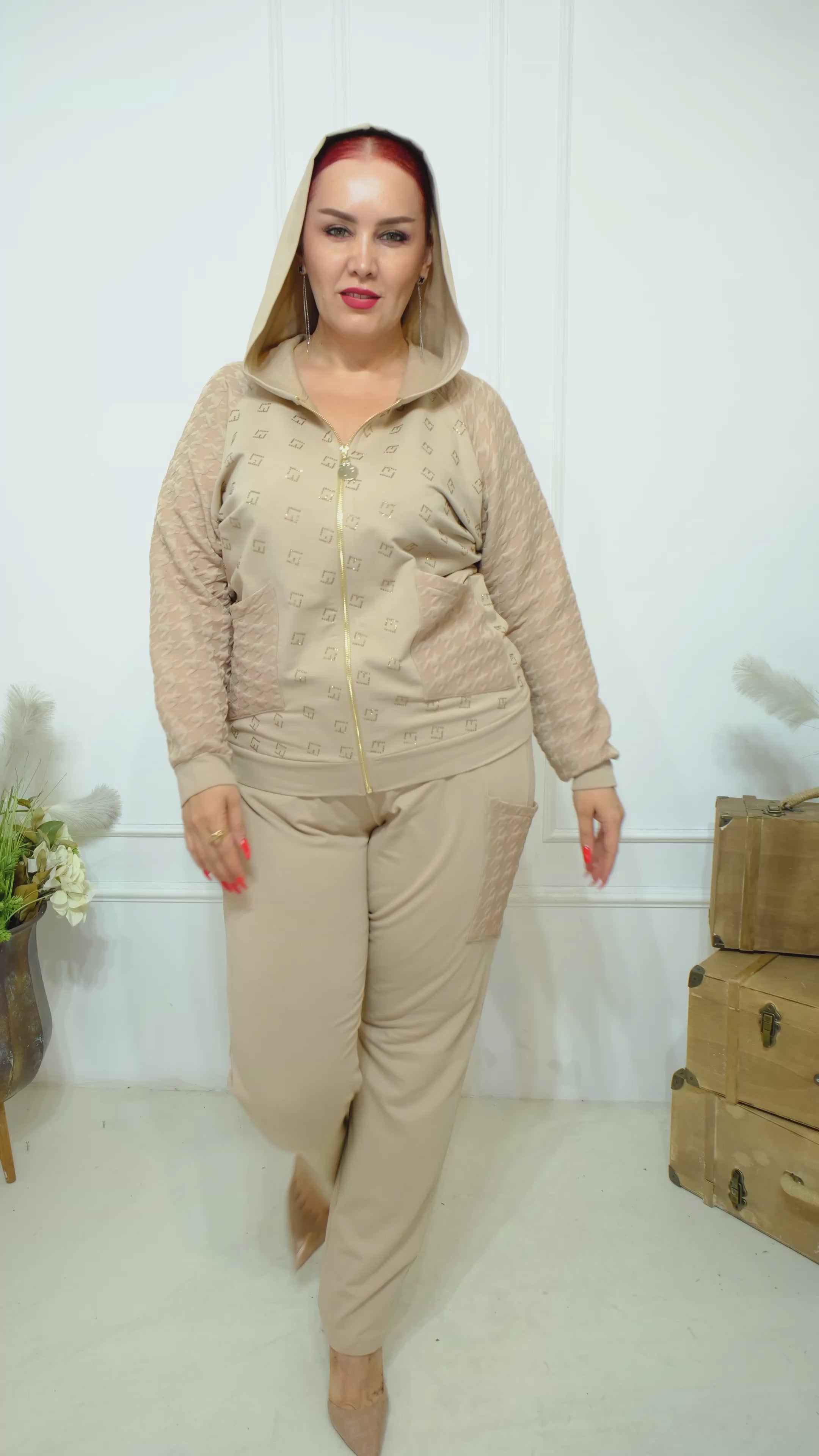 Dámský elegantní dvoudílný komplet LF s kamínky