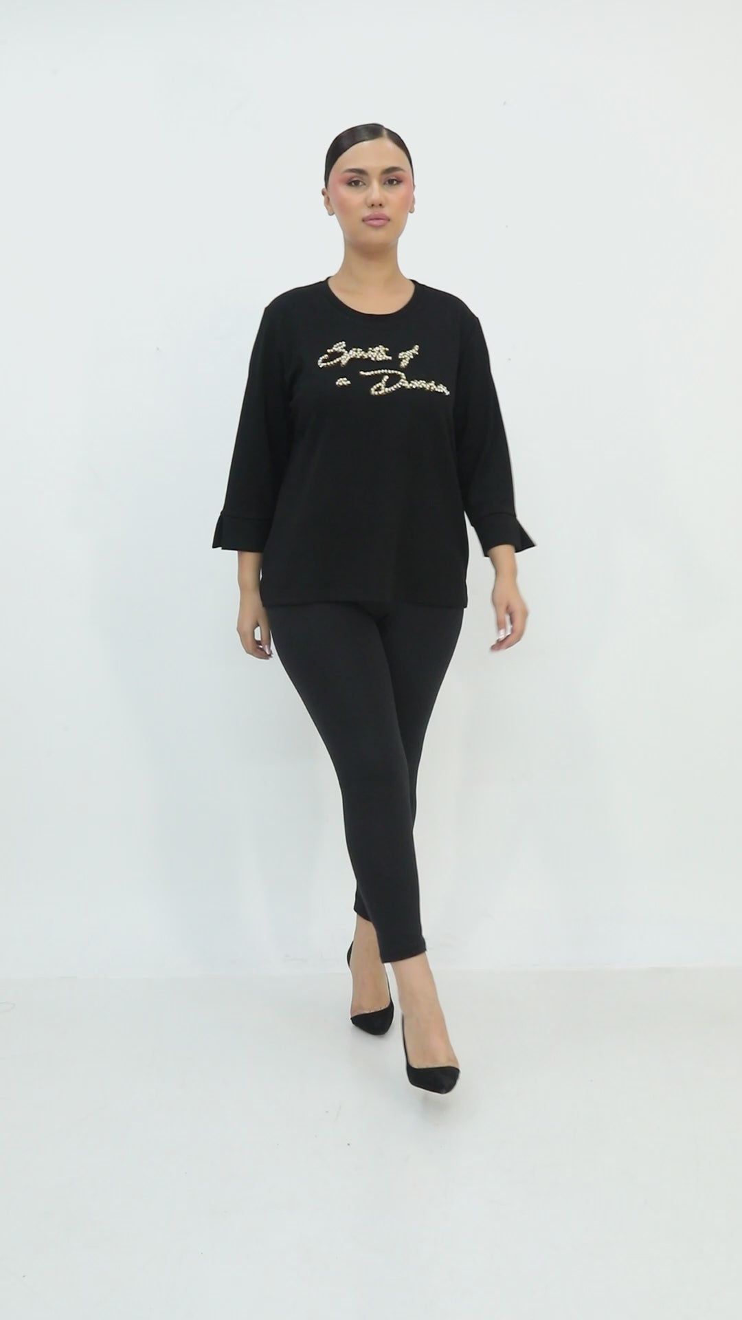 Dámská halenka "Spirits of a Dream" se zlatými kamínky - černá/bílá