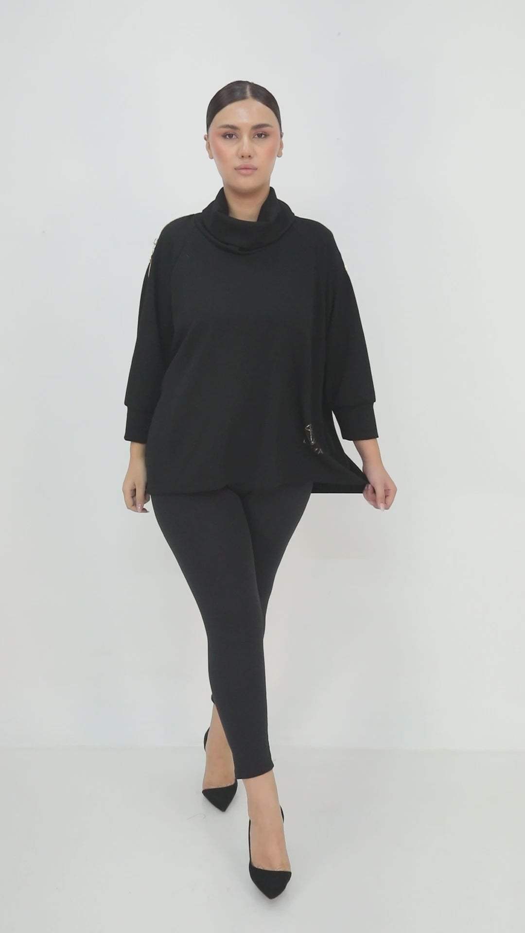 Dámská oversize mikina s vysokým límcem