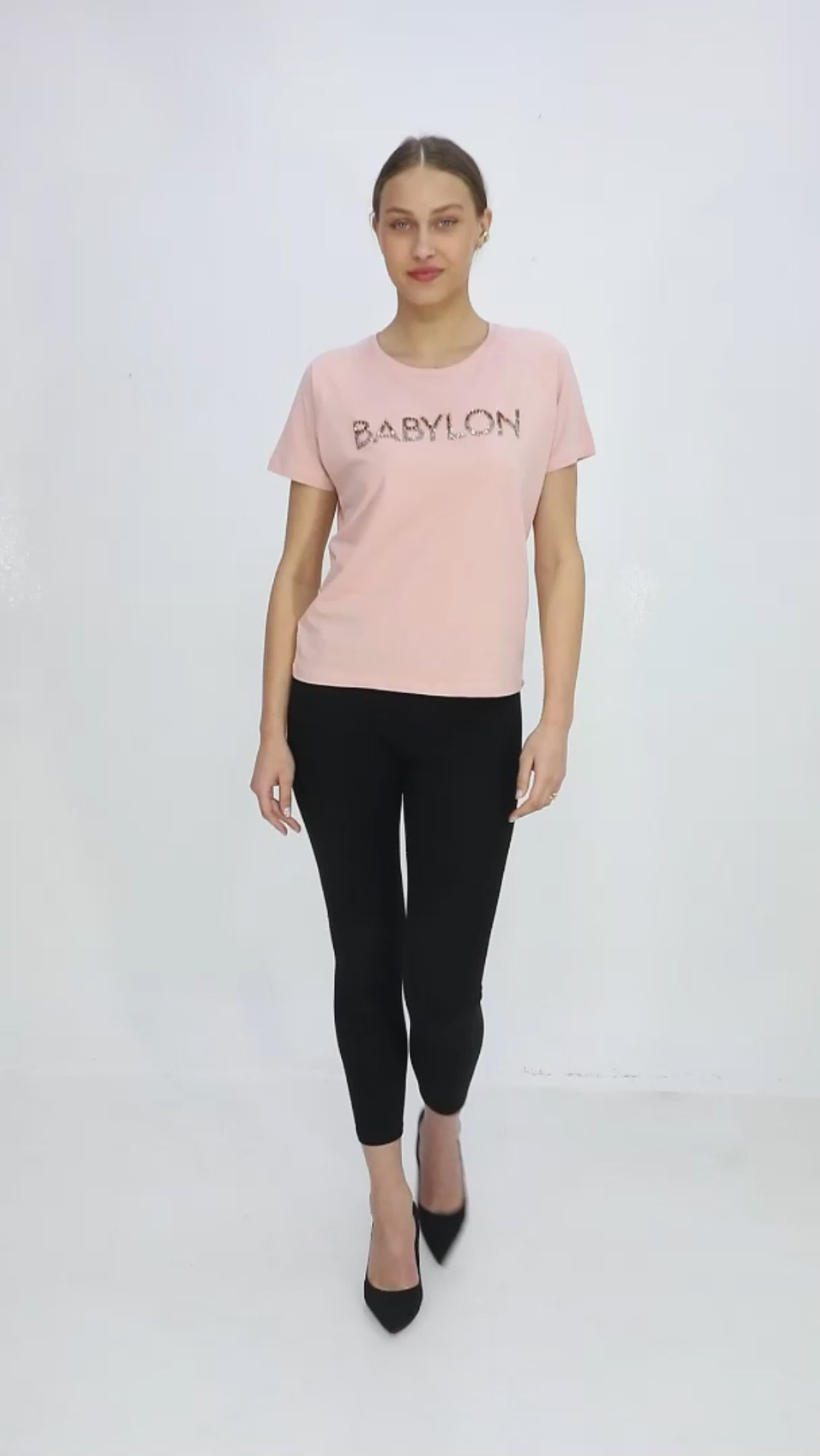 Dámské tričko s kamínky BABYLON Premium - zlaté a stříbrné