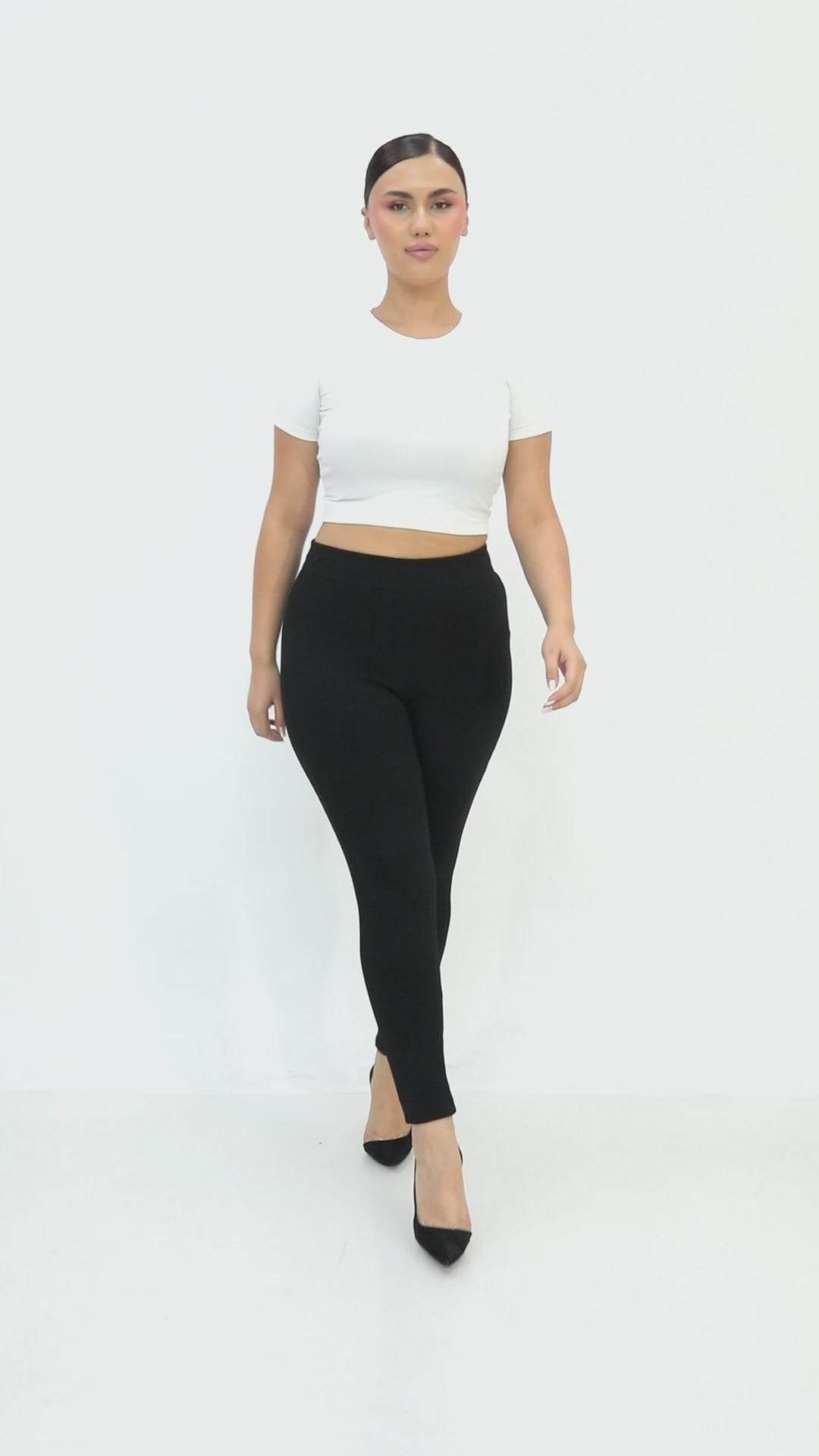 Černé dámské strečové kalhoty