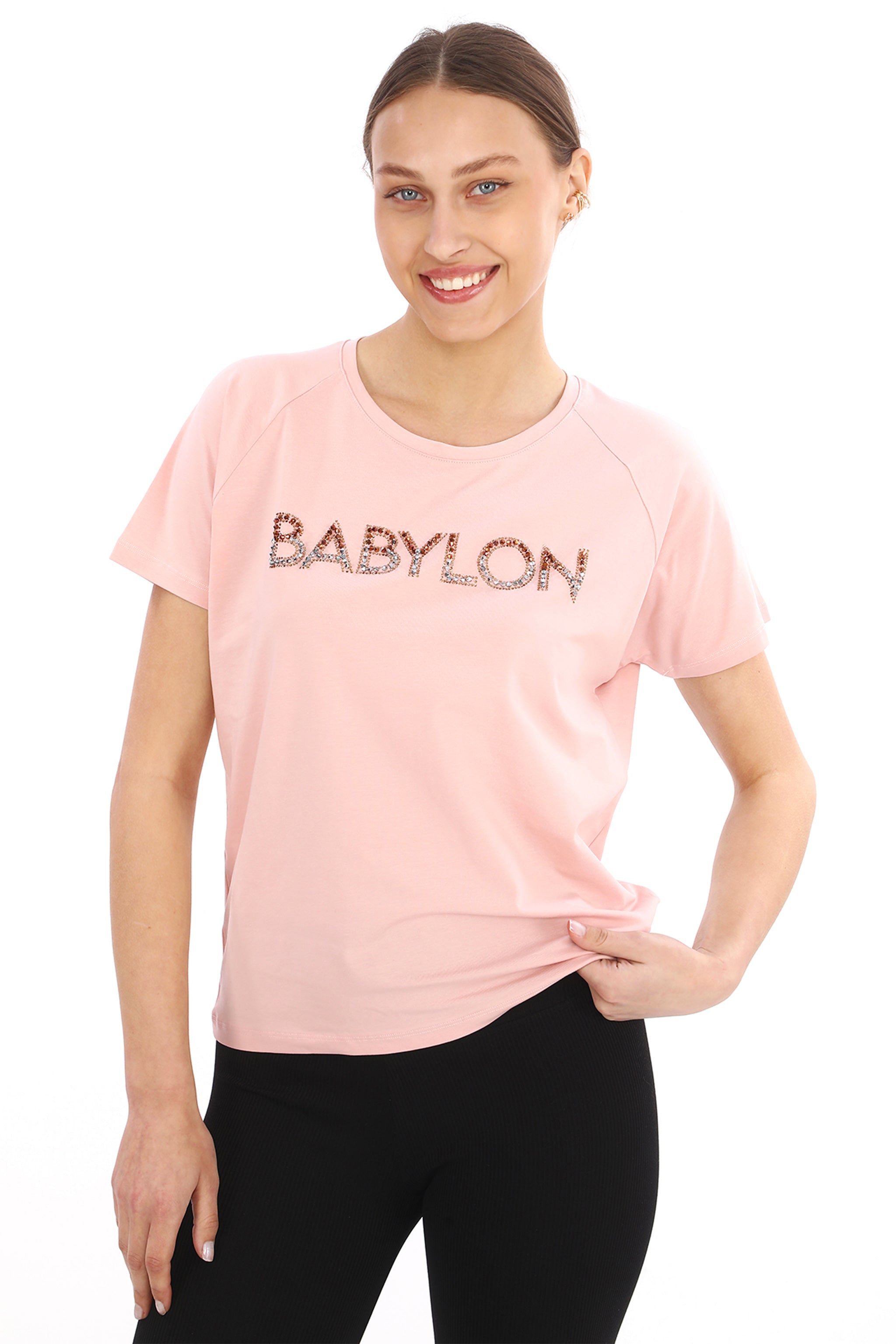 Dámské tričko s kamínky BABYLON Premium - zlaté a stříbrné