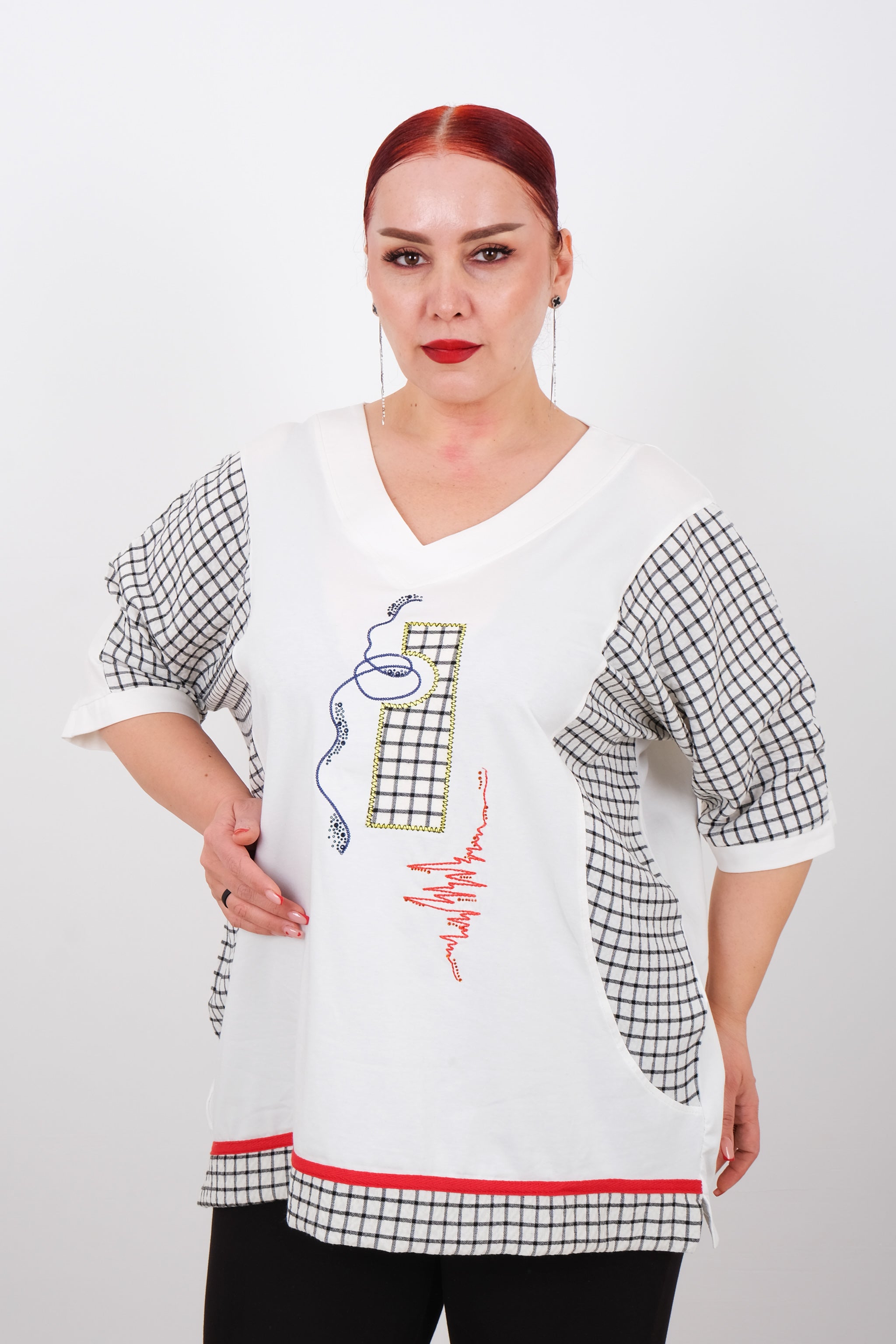 Tričko s moderním kostkovaným designem