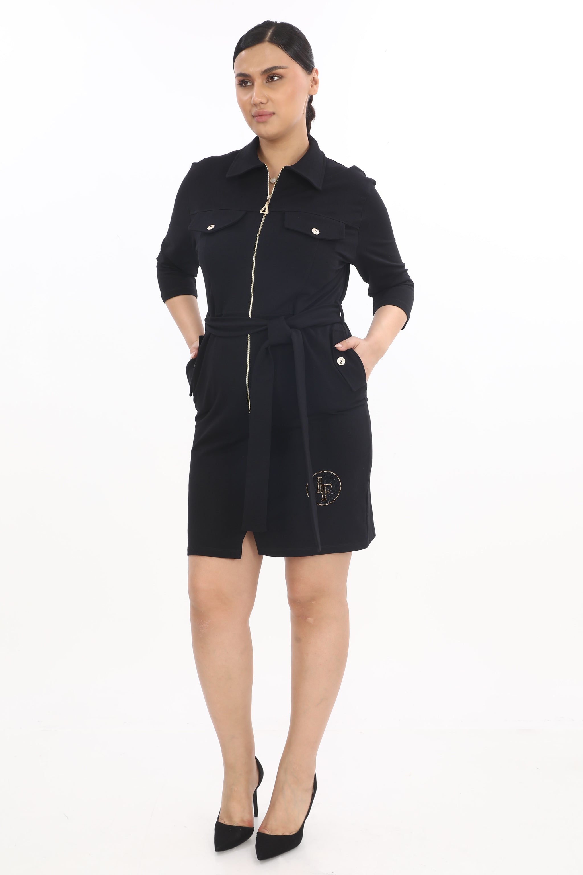 Luxusní černé tunikové šaty