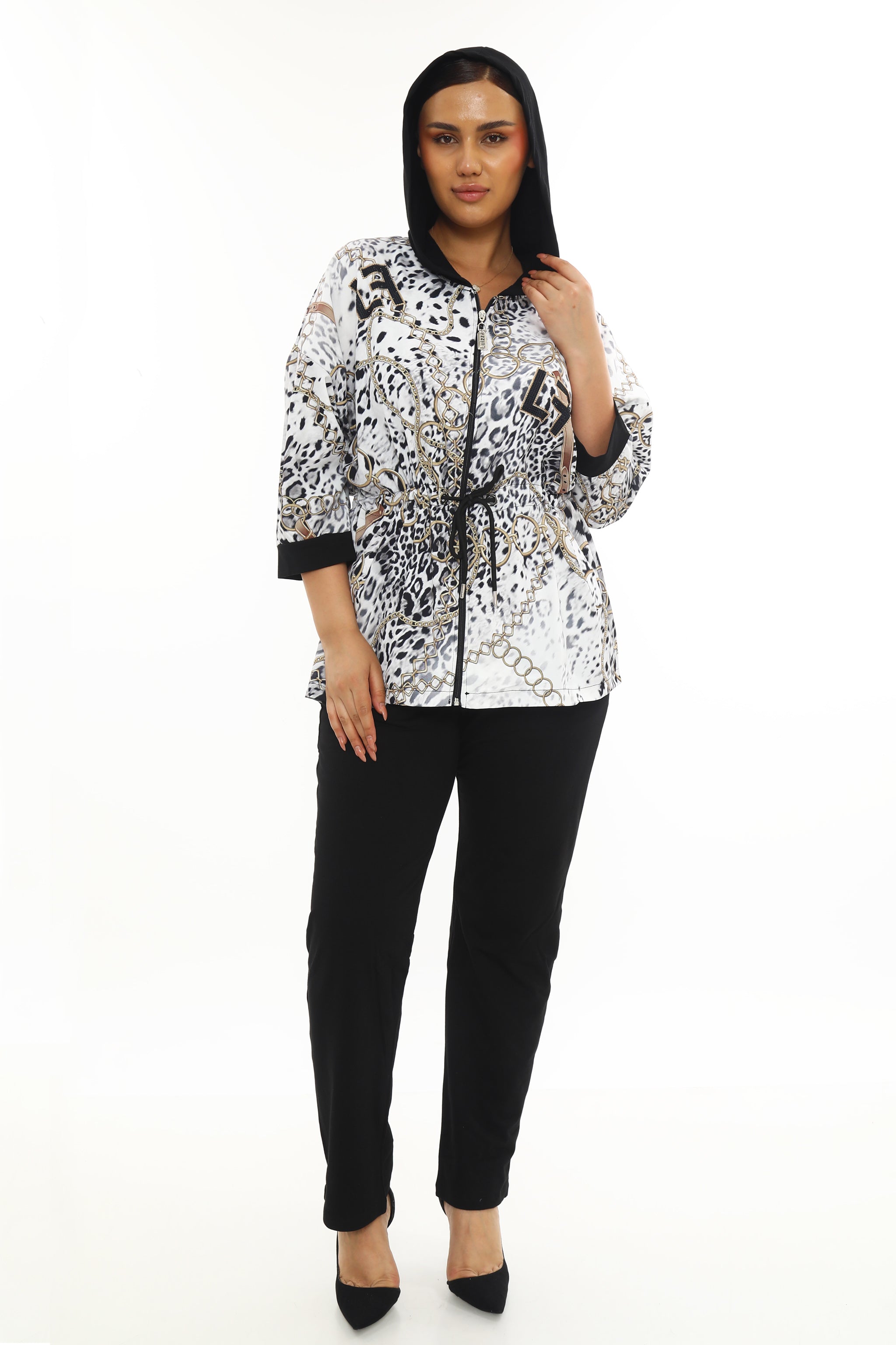 Tepláková souprava bilý leopard ve zlatých řetezích