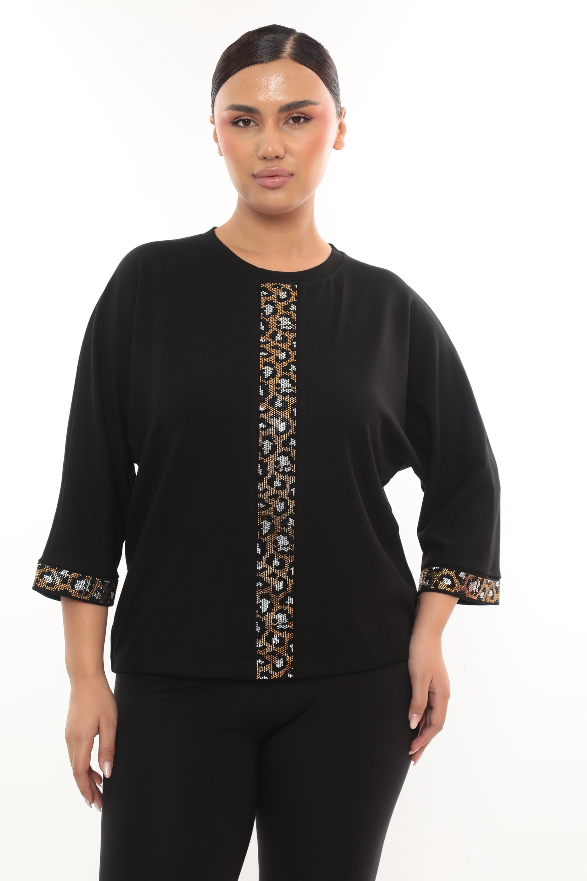 Dámská halenka Leopard Glam se zlatými kamínky - 4 barvy