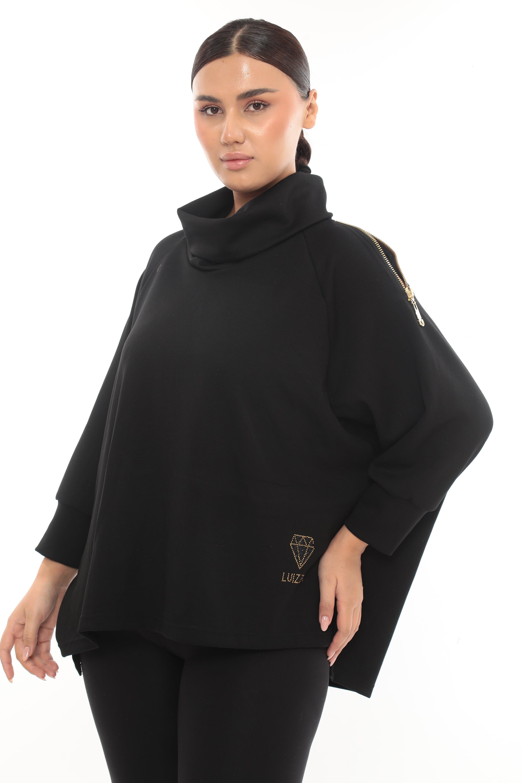 Dámská oversize mikina s vysokým límcem