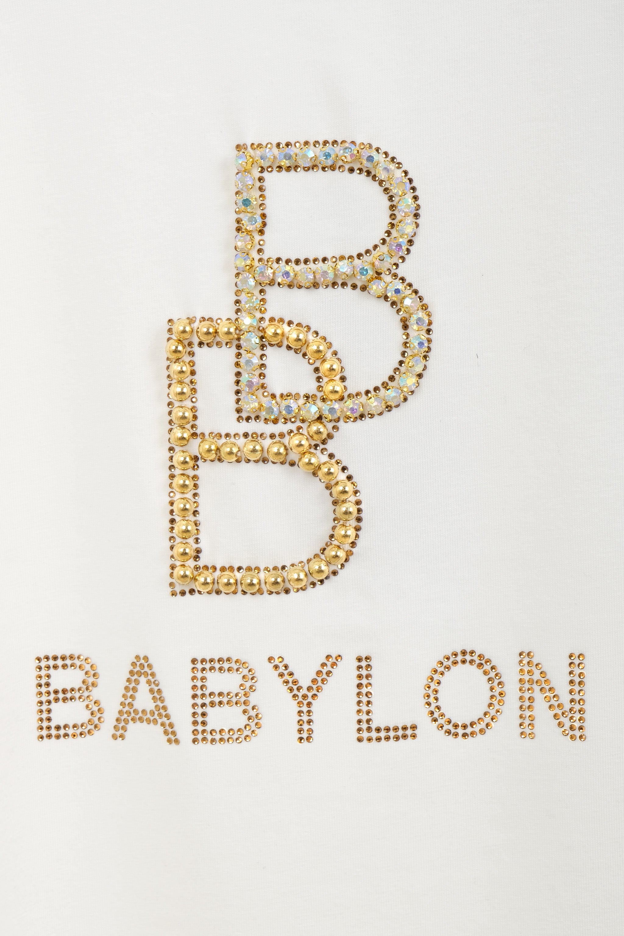 Dámské tričko s kamínky BABYLON Classic - zlatý nápis BB