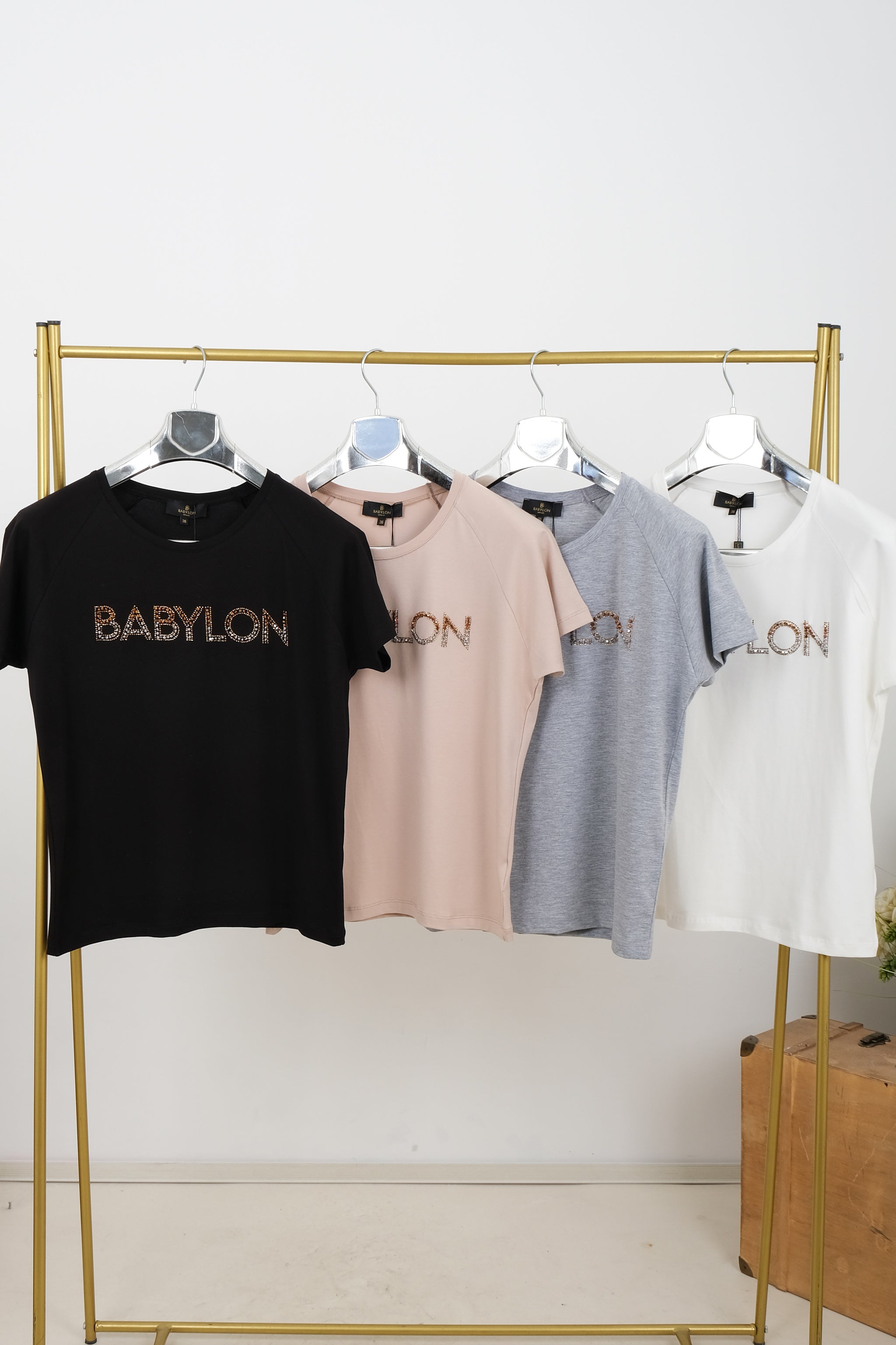 Dámské tričko s kamínky BABYLON Premium - zlaté a stříbrné