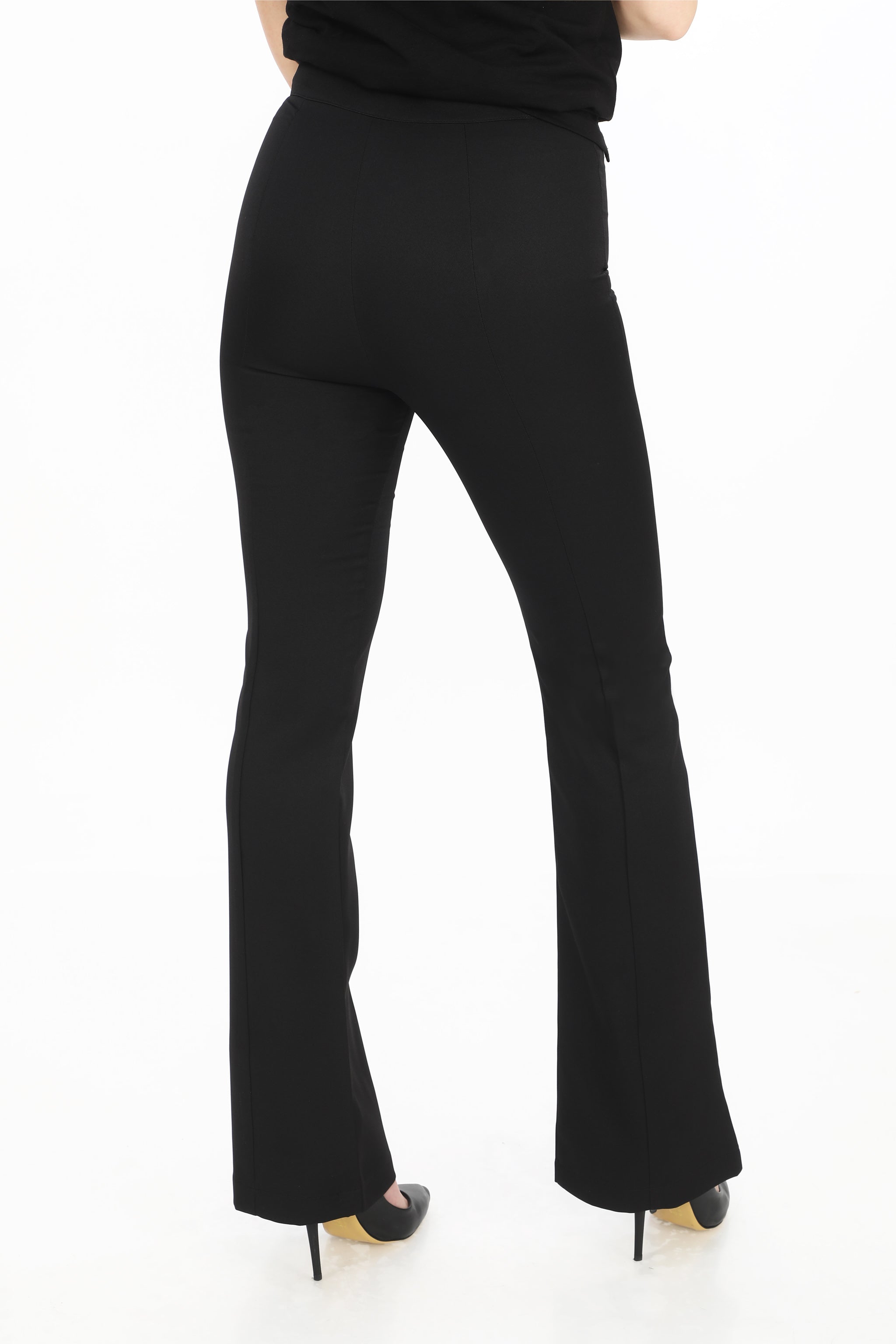 Zvonové kalhoty s ozdobným páskem - béžové/černé