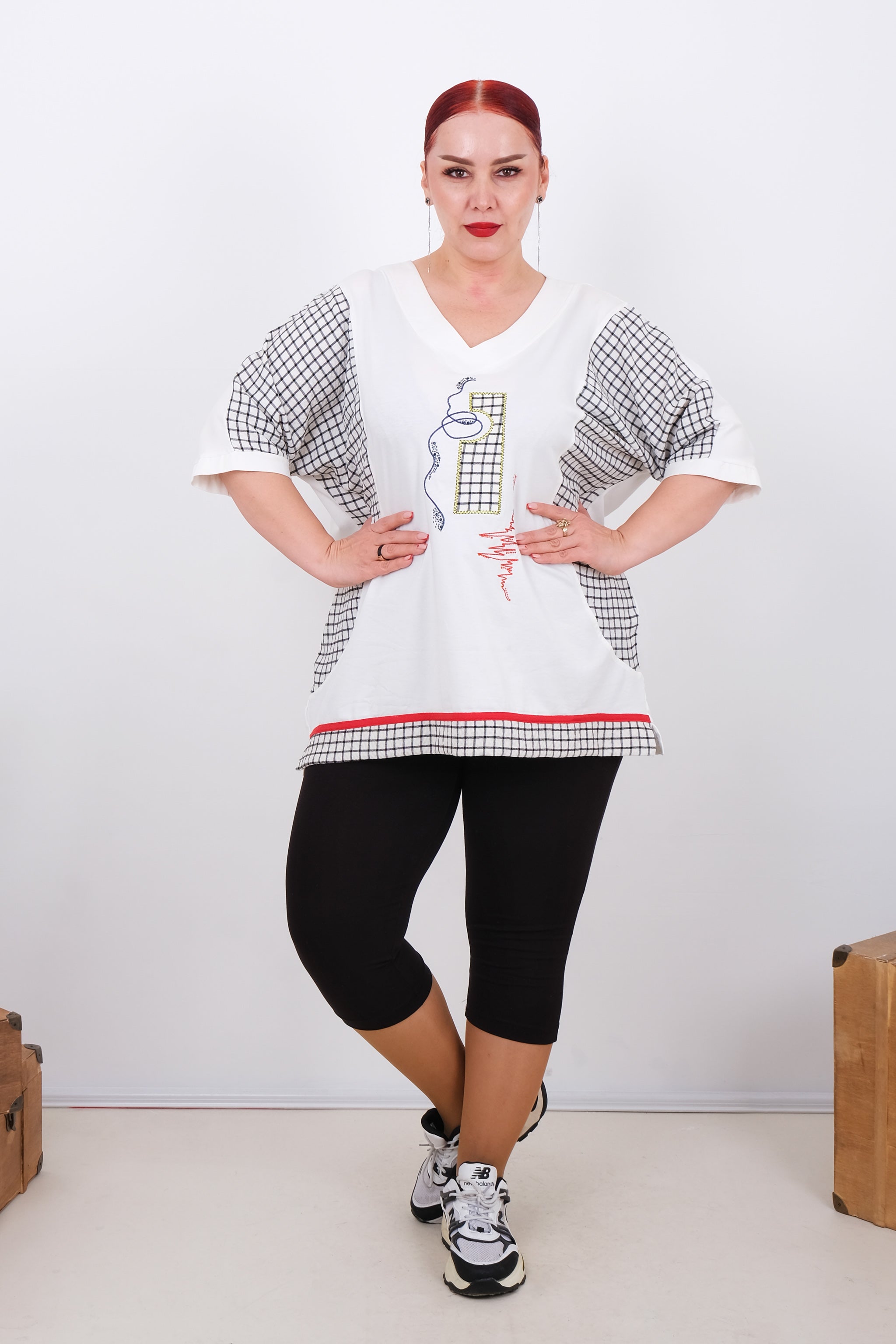 Tričko s moderním kostkovaným designem