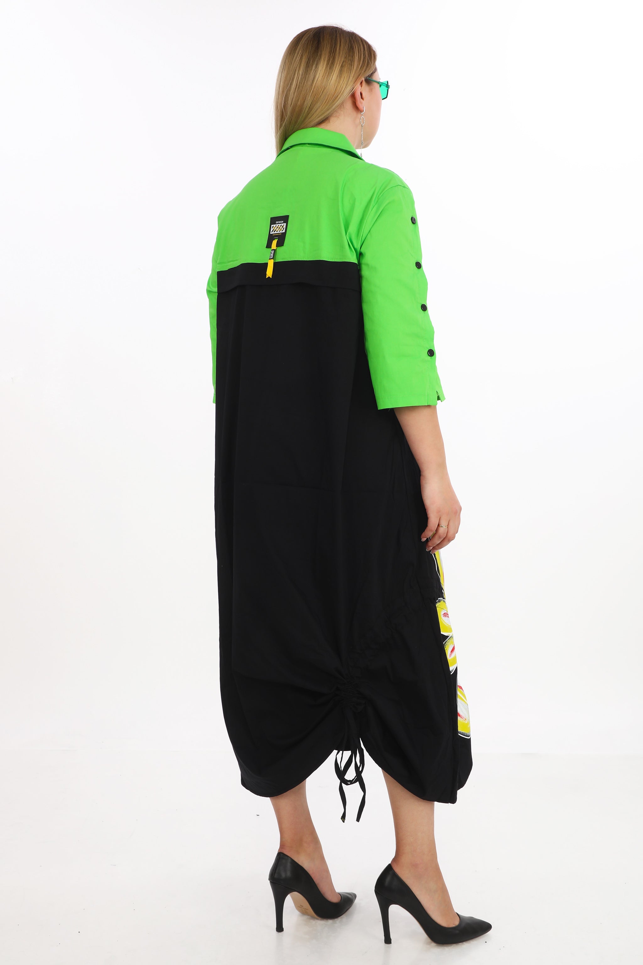 Košilové šaty se žlutým květem