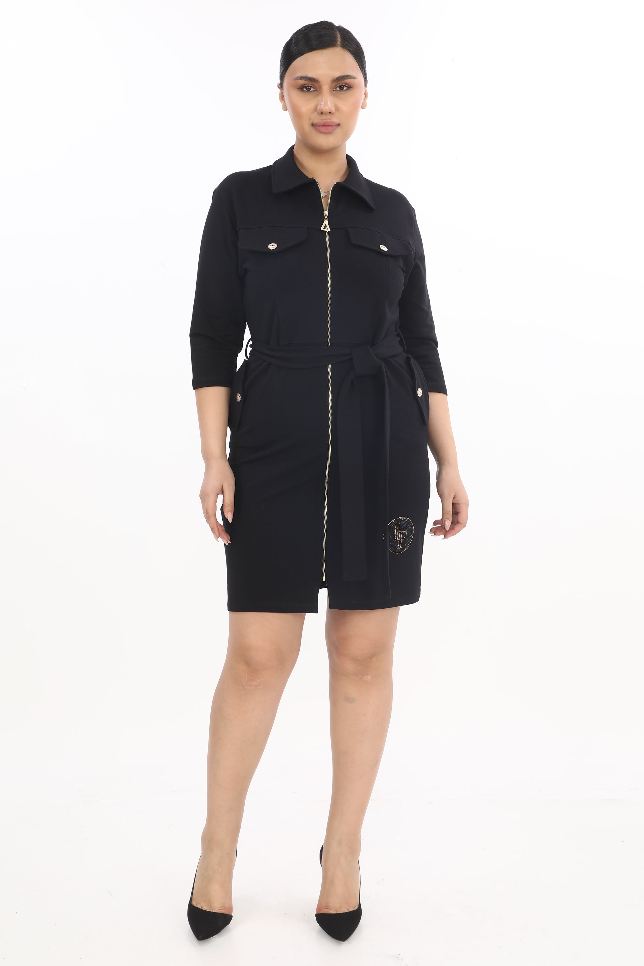 Luxusní černé tunikové šaty