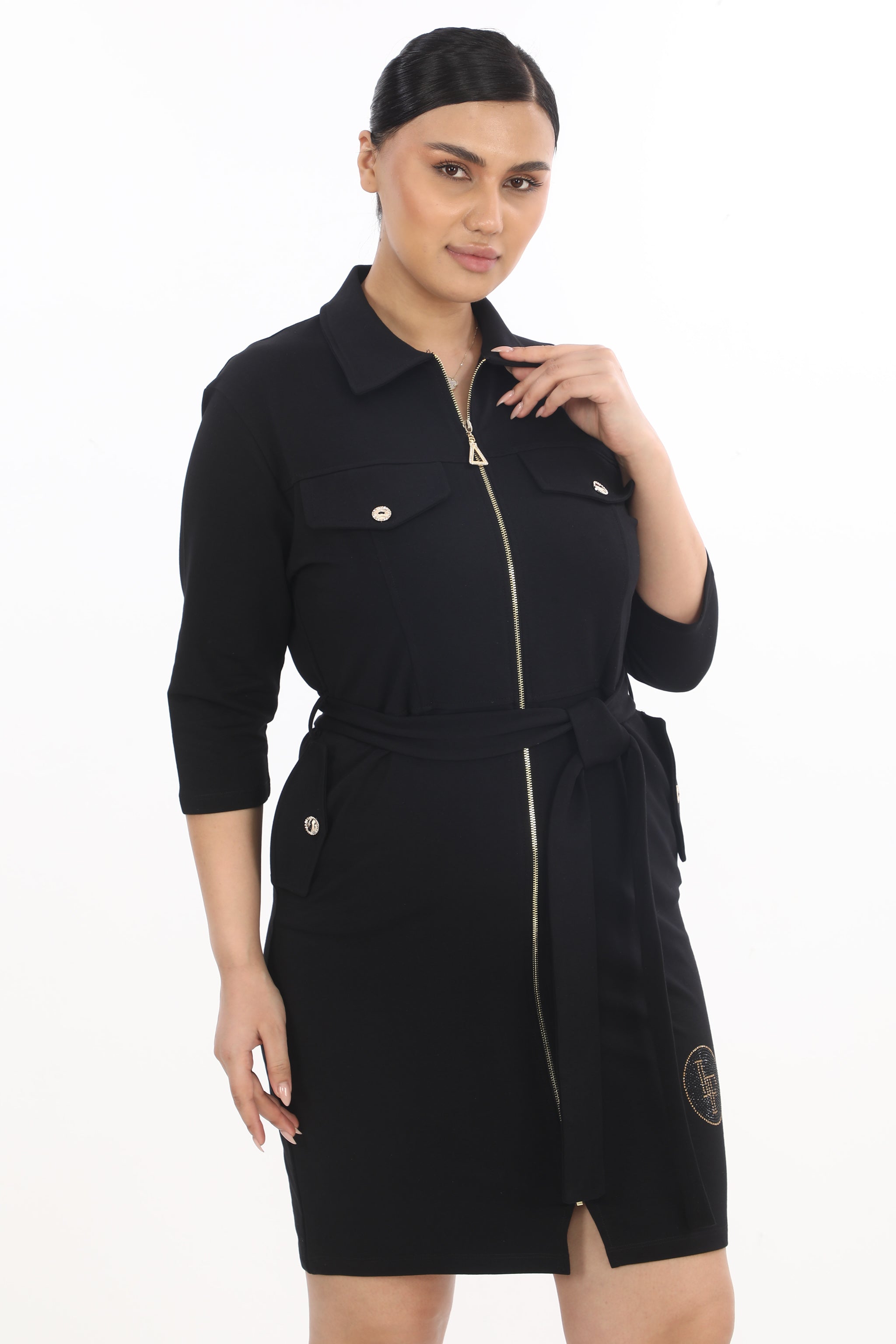 Luxusní černé tunikové šaty