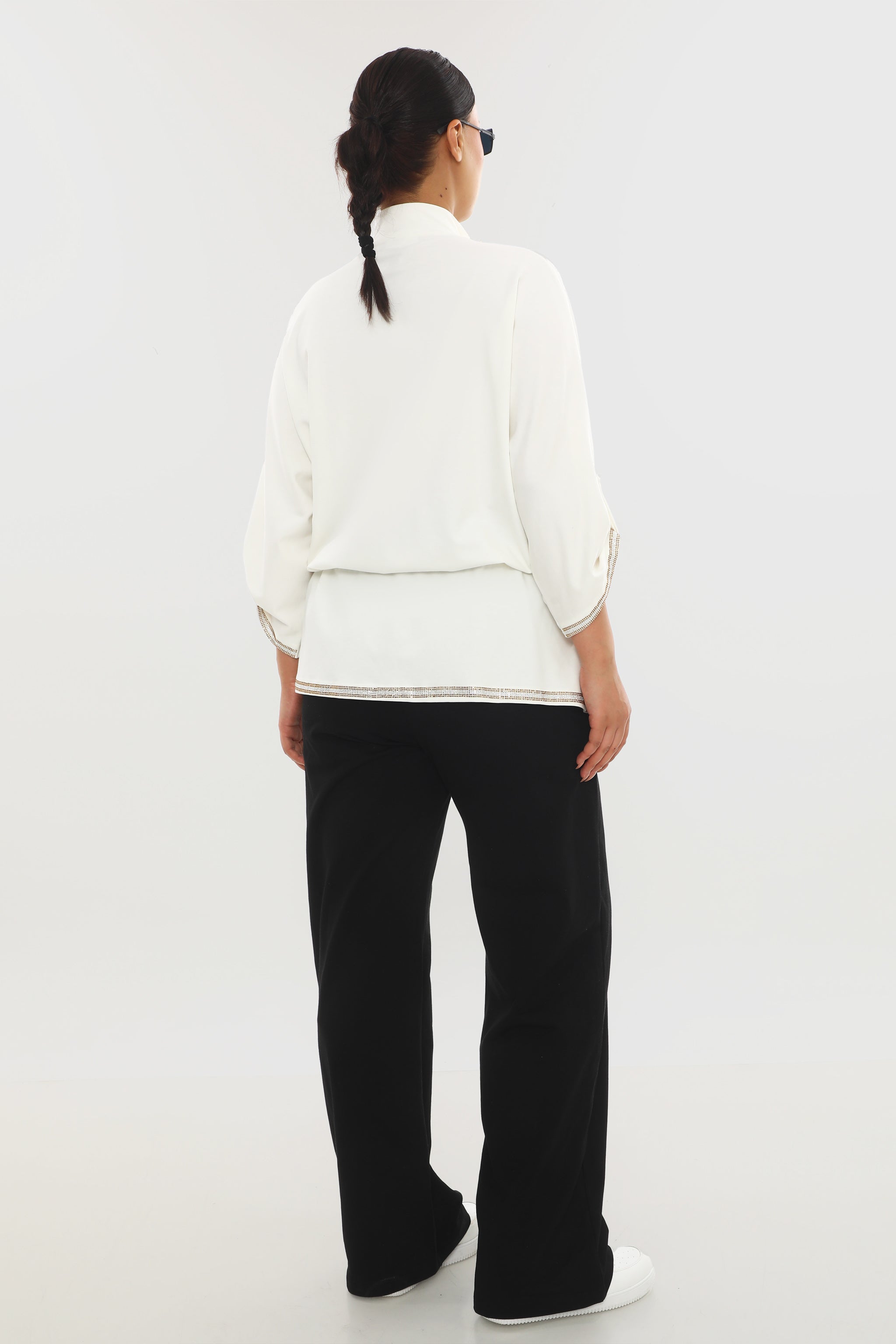 Dámská tepláková souprava s kamínky - luxusní bavlněný set tunika a kalhoty