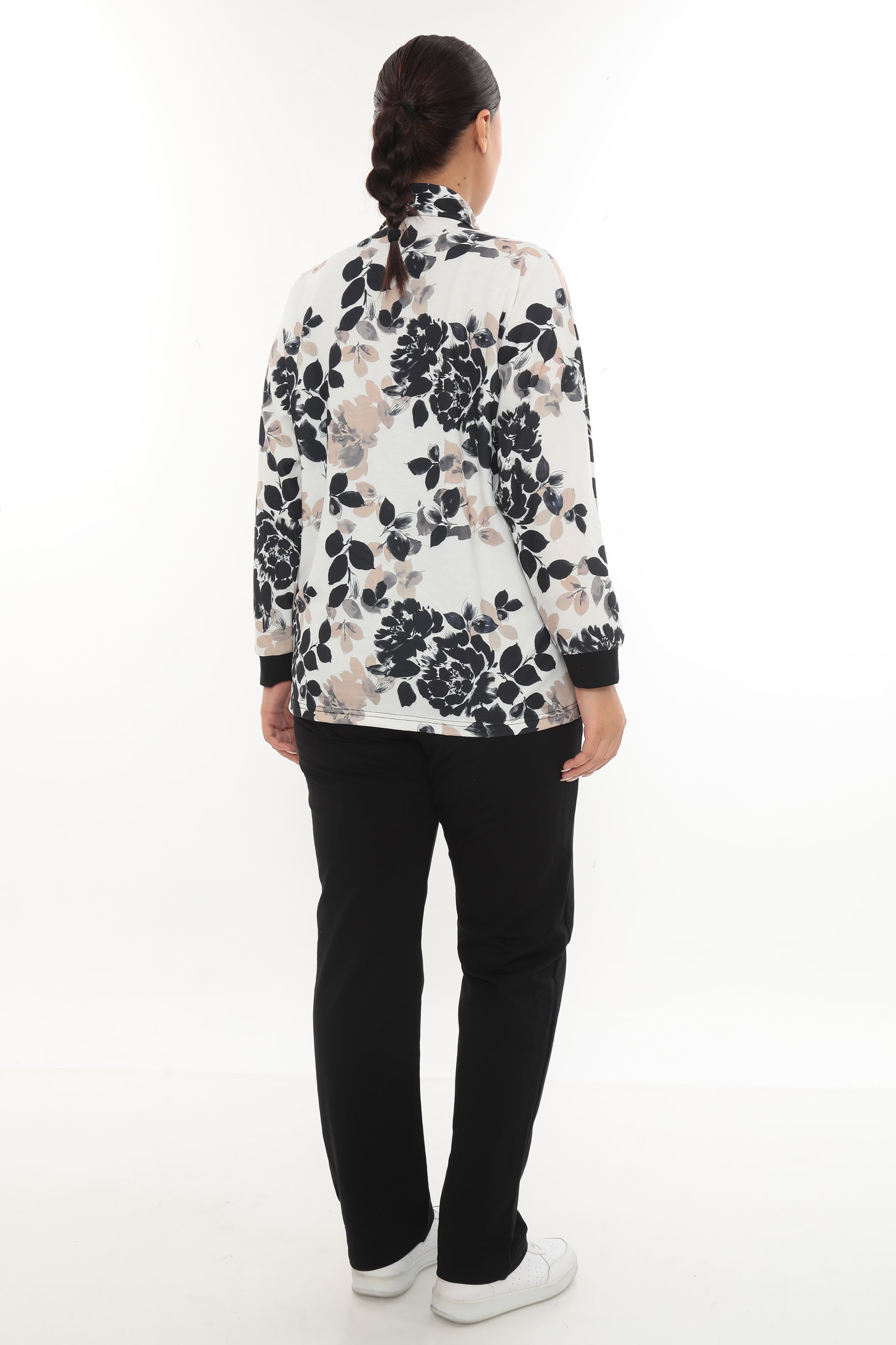 Dámská tepláková souprava s kamínky a koženkou