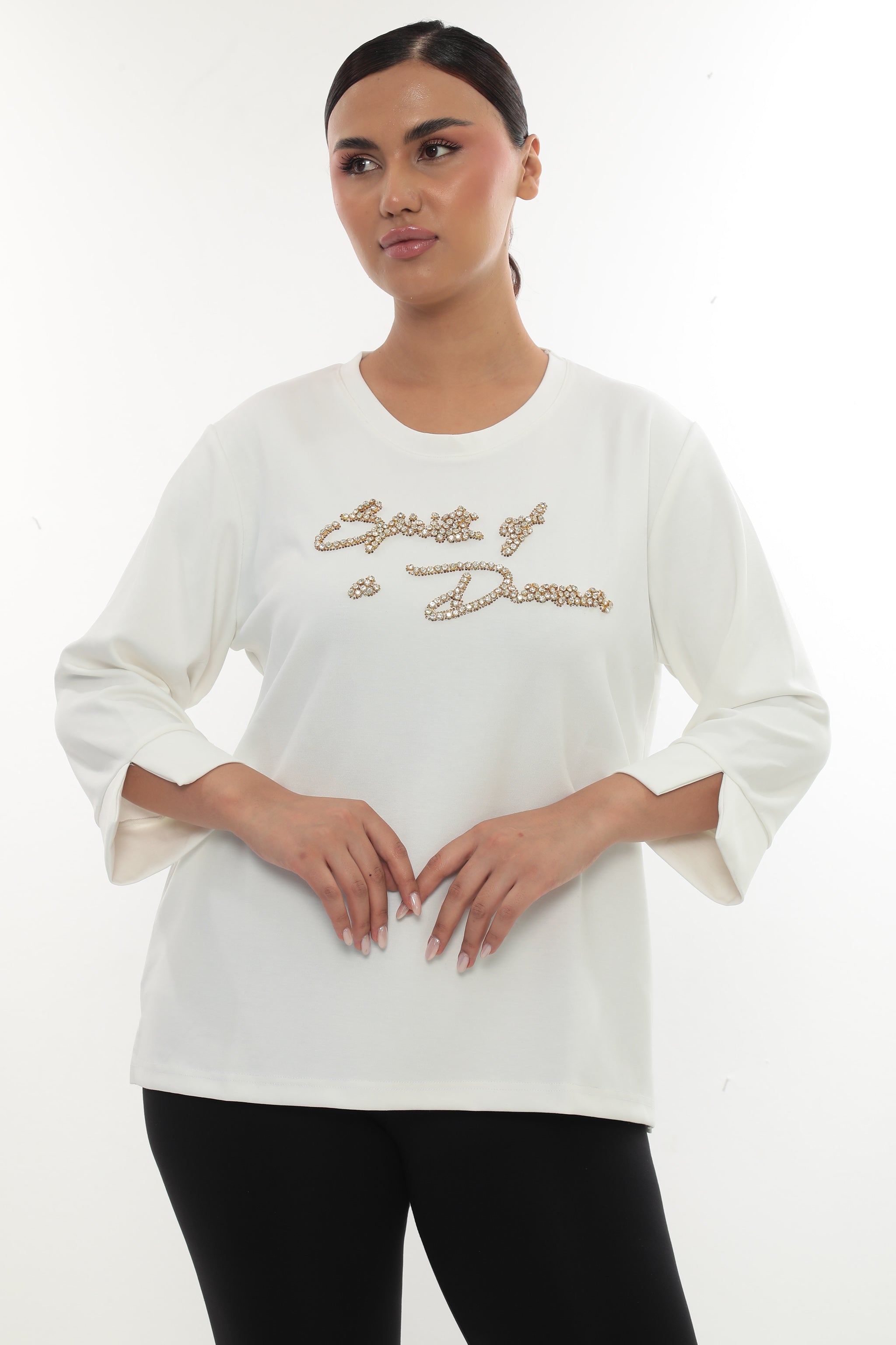 Dámská halenka "Spirits of a Dream" se zlatými kamínky - černá/bílá