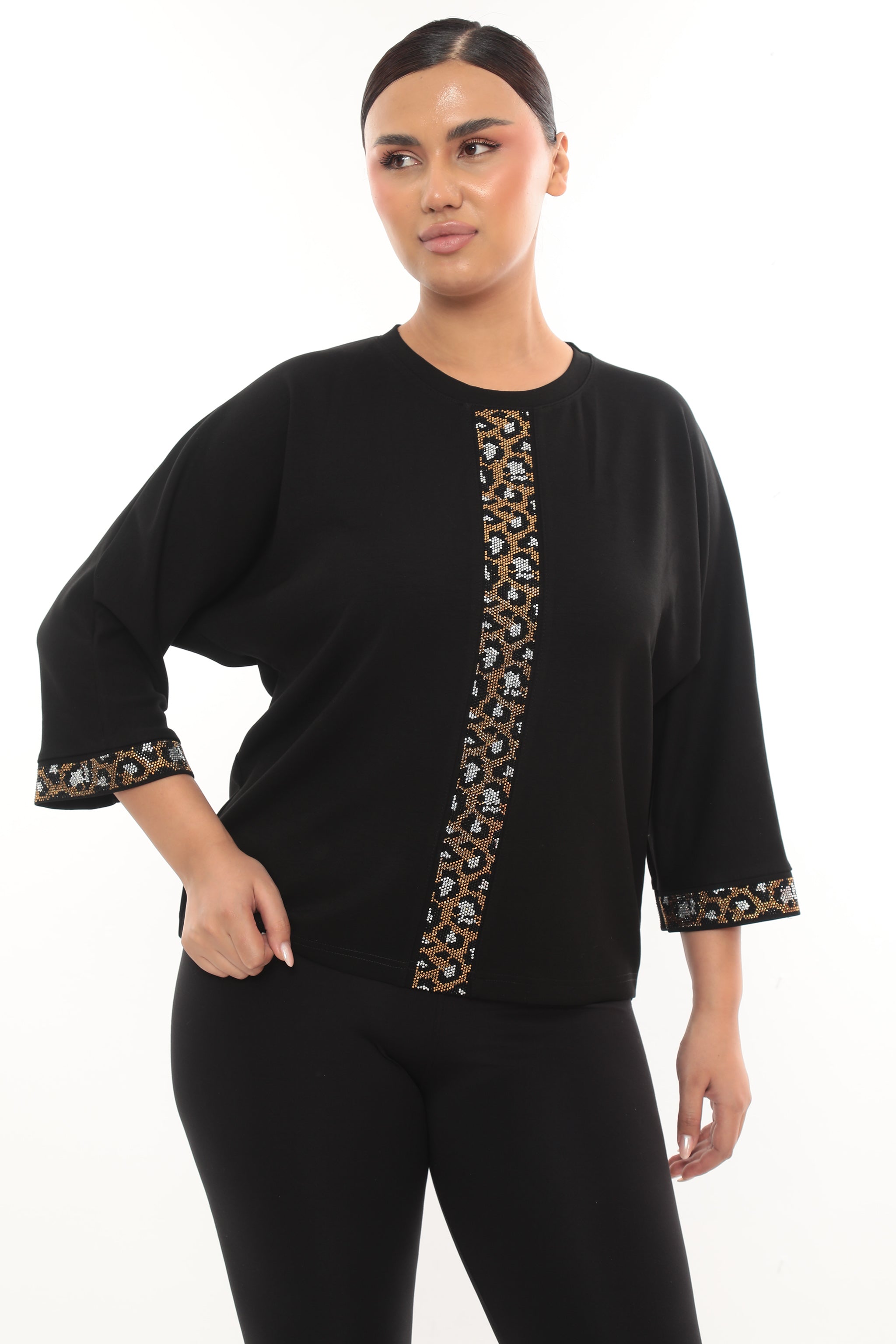 Dámská halenka Leopard Glam se zlatými kamínky - 4 barvy