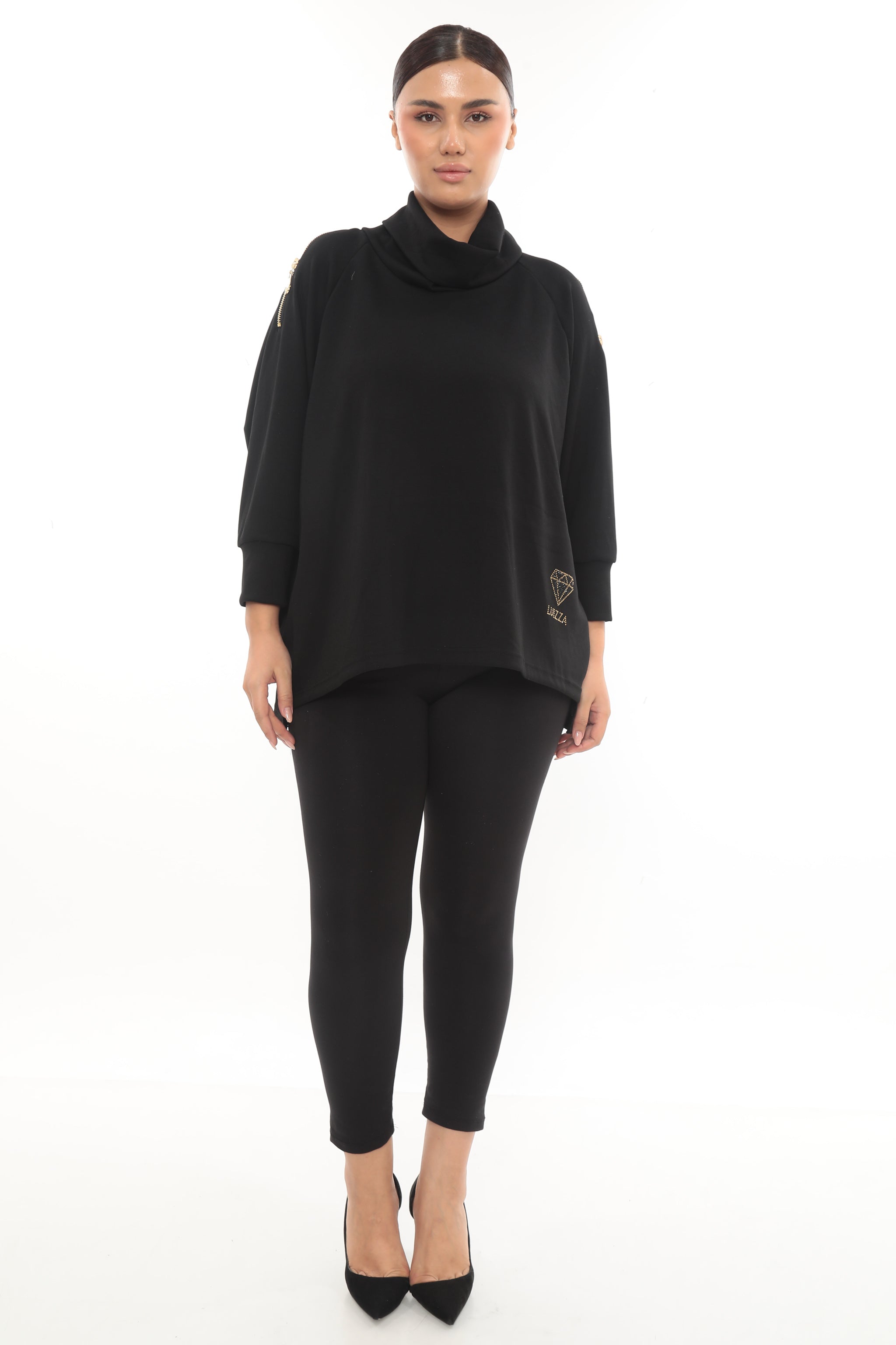 Dámská oversize mikina s vysokým límcem