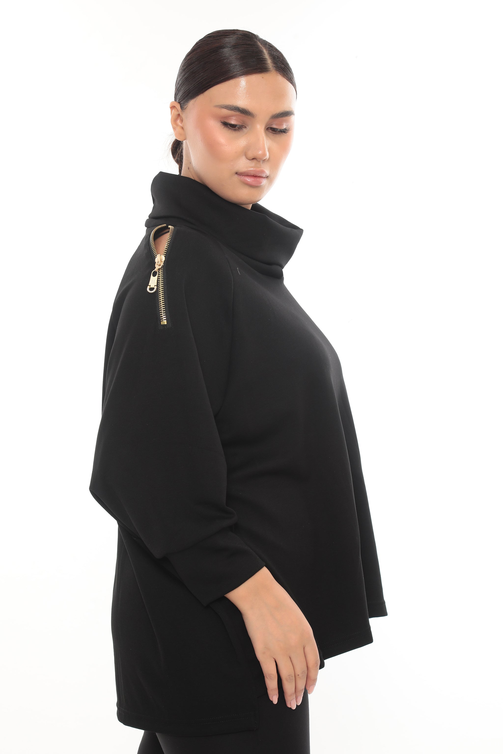 Dámská oversize mikina s vysokým límcem